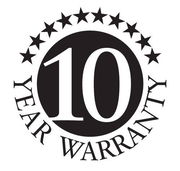 10 Jahre Garantie Siegel, schwarz-weiß, frontal