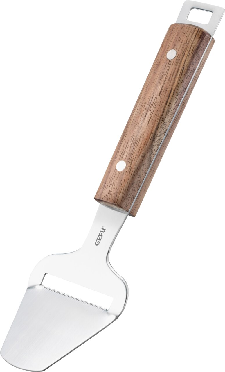 Käsehobel mit Holzgriff, seitliche Perspektive