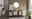 Moderne Badezimmermöbel mit Unterschrank, Waschbecken und Spiegel, frontal betrachtet.