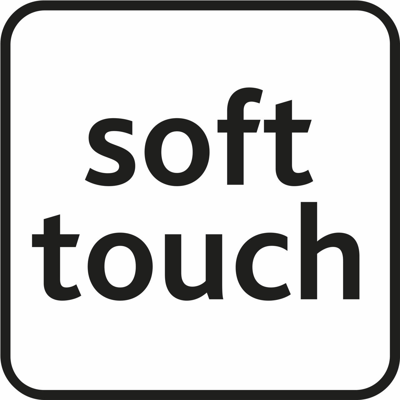Symbool voor soft-touch-oppervlak, vierkant, zwart-wit, vooraanzicht