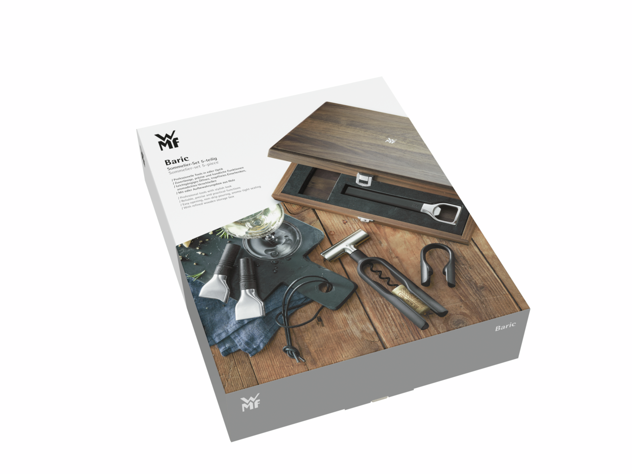 WMF Sommelier Set 5-tlg. Baric Sommelier-Set Baric 5-tlg. in einer stilvollen Verpackung, Perspektive von oben