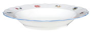 Suppenteller Sonate 23cm mit floralem Muster und blauer Umrandung, seitliche Perspektive