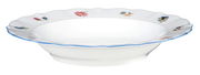 Suppenteller Sonate 23cm mit floralem Muster und blauer Umrandung, seitliche Perspektive