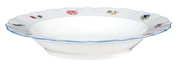 Suppenteller Sonate 23cm mit floralem Muster und blauer Umrandung, seitliche Perspektive