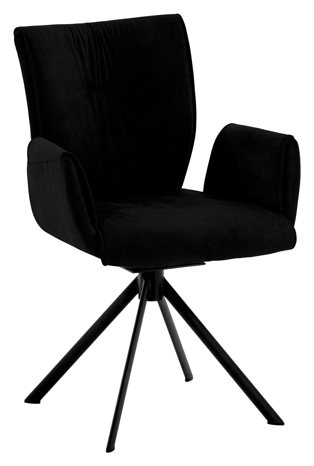 Dieter Knoll Sessel JAZZ Moderner schwarzer Sessel mit Armlehnen und vierbeinigem Metallgestell, seitliche Perspektive