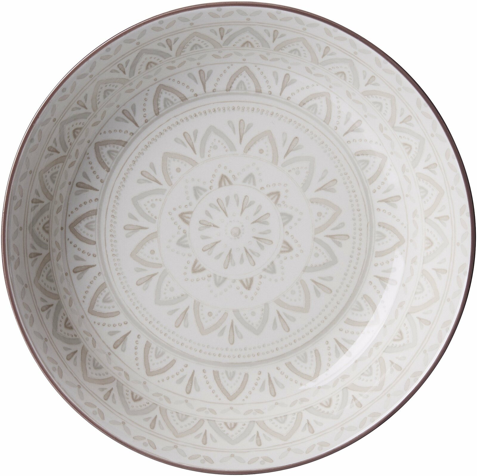 Suppenteller 20,5 cm weiß mit dekorativem Muster, Draufsicht
