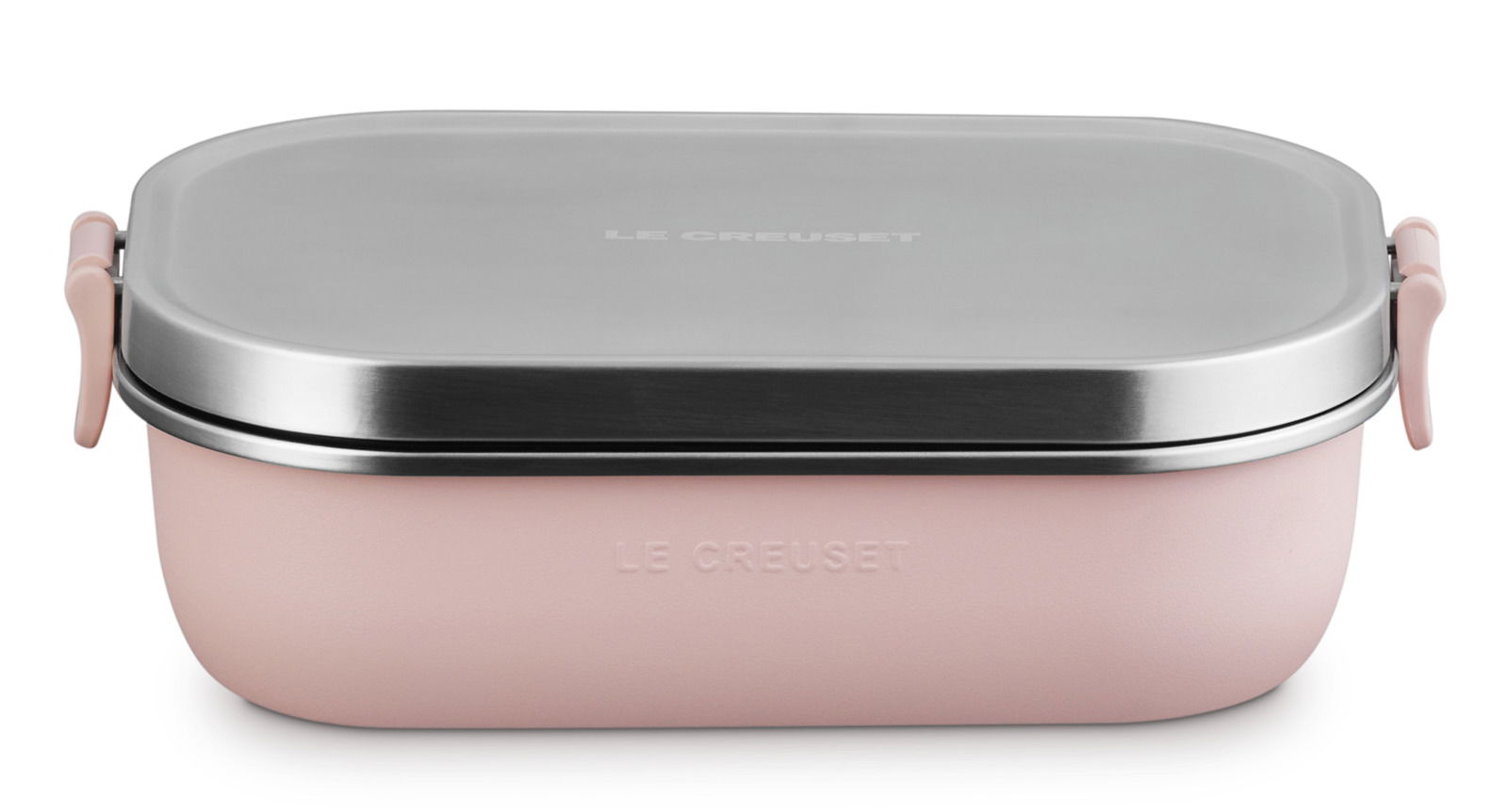 Lunchbox 900ml in Shell Pink mit Edelstahl-Deckel, seitliche Ansicht