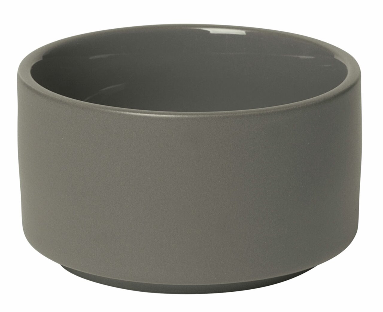 Graue Snackschale aus Keramik, seitliche Perspektive