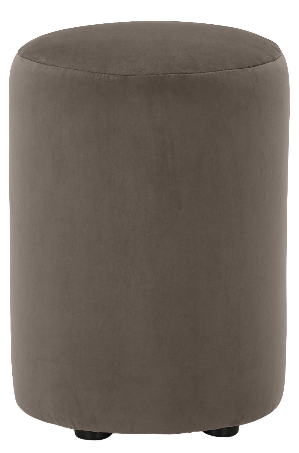 Set one by Musterring Pouf DENTON Brauner, konischer Hocker aus Stoff, frontal fotografiert.