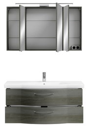 Badezimmermöbel-Set mit Spiegelschrank und Waschbeckenunterschrank, Frontansicht