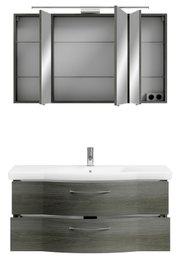 Badezimmermöbel-Set mit Spiegelschrank und Waschbeckenunterschrank, Frontansicht