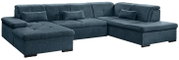 Blaue Ecksofa mit Ottomane, Vorderansicht