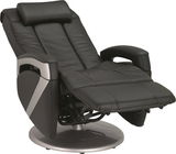 Schwarzer Massagesessel in Liegeposition, seitliche Perspektive