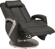 Schwarzer Massagesessel in Liegeposition, seitliche Perspektive
