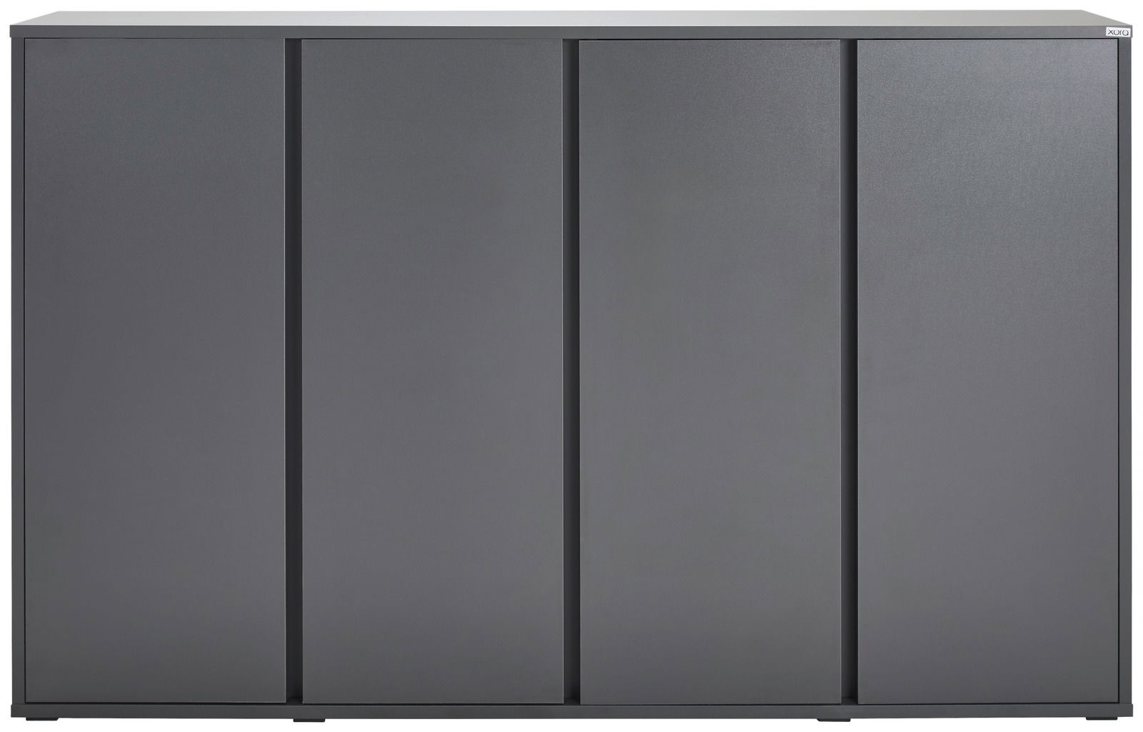 Moderner, grauer Schuhschrank mit vier Türen, Frontalansicht