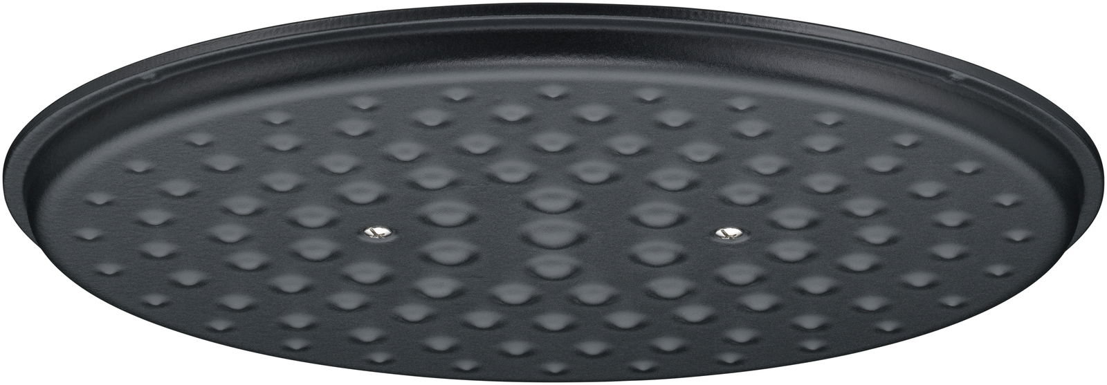 Deckel eines WMF Flavour Bräters, ovale Form, schwarze Farbe, mit Noppenstruktur, Ansicht von unten.