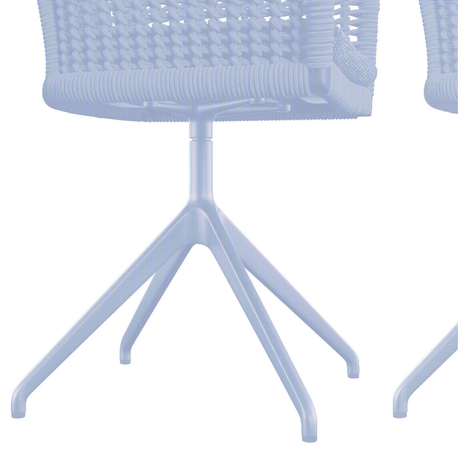 Moderner Armlehnstuhl mit geflochtener Rückenlehne und stabilem Metallfuß, seitliche Perspektive