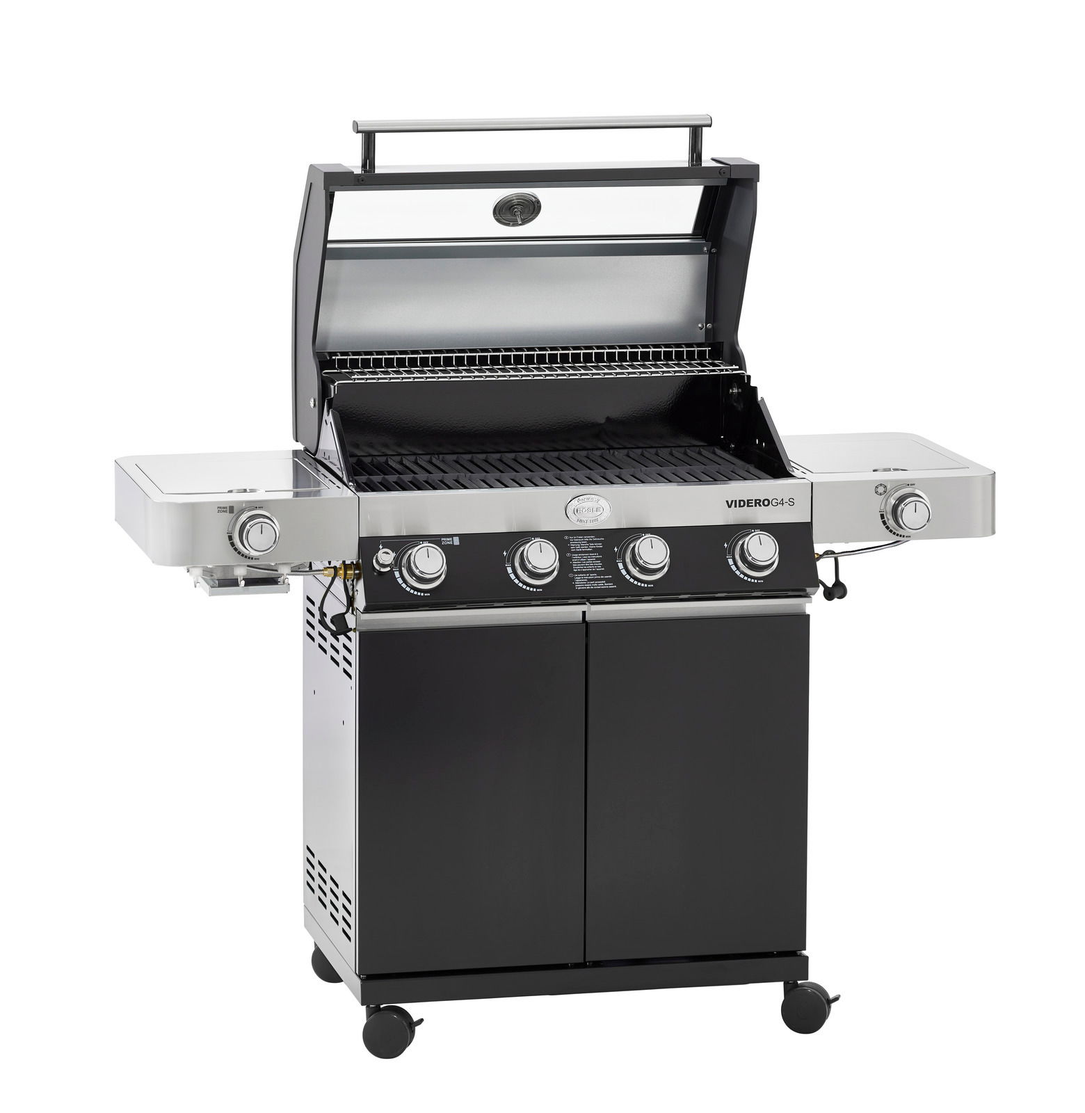 BBQ-Station Videro G4-S mit geöffnetem Deckel, Vorderansicht