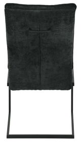 Rückansicht eines Schwingstuhls OLIVIA mit schwarzem Stoffbezug und Metallgestell.