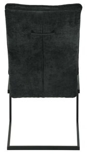 Rückansicht eines Schwingstuhls OLIVIA mit schwarzem Stoffbezug und Metallgestell.