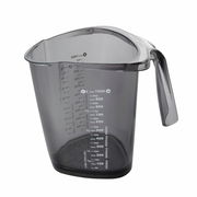 Transparenter Messbecher mit 1 Liter Fassungsvermögen, seitliche Skala, seitliche Perspektive