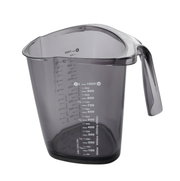 Transparenter Messbecher mit 1 Liter Fassungsvermögen, seitliche Skala, seitliche Perspektive