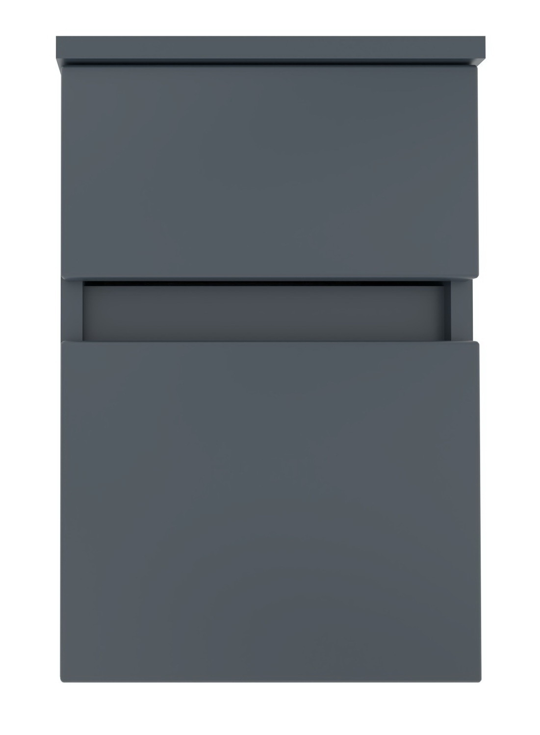 Novel Unterschrank NV.210 Moderner, grauer Unterschrank mit zwei Schubladen, Ansicht von vorne.