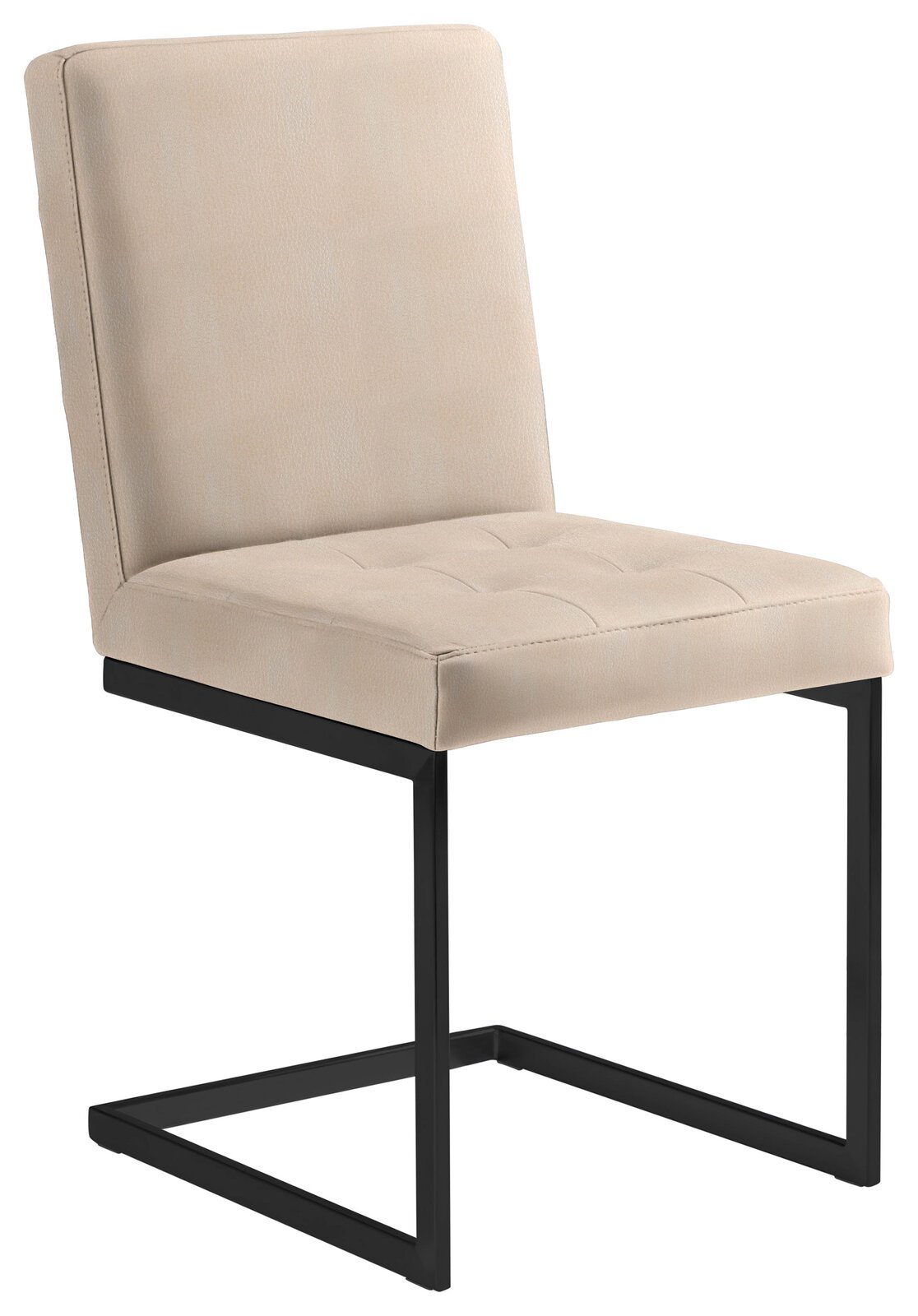 Moderano Freischwinger-Stuhl LUPO II Beiger Freischwinger-Stuhl mit schwarzem Metallgestell, seitliche Perspektive