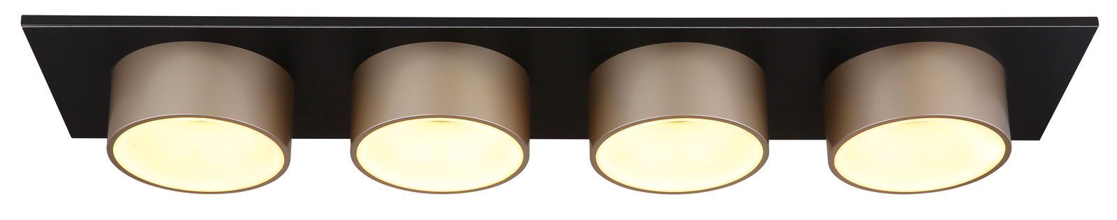 Moderne Deckenleuchte mit vier zylindrischen Leuchtkörpern in Draufsicht