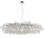 Moderner Kronleuchter RICICLE mit funkelnden Kristallen, seitliche Perspektive