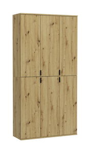 Garderobenkombination aus Holz mit sechs Türen, frontale Perspektive