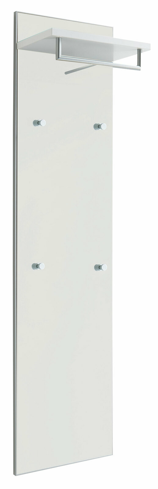 VOSS Garderobenpaneel lang SANTINA Garderobenpaneel in Weiß mit vier Haken und einem oberen Regal, seitliche Perspektive