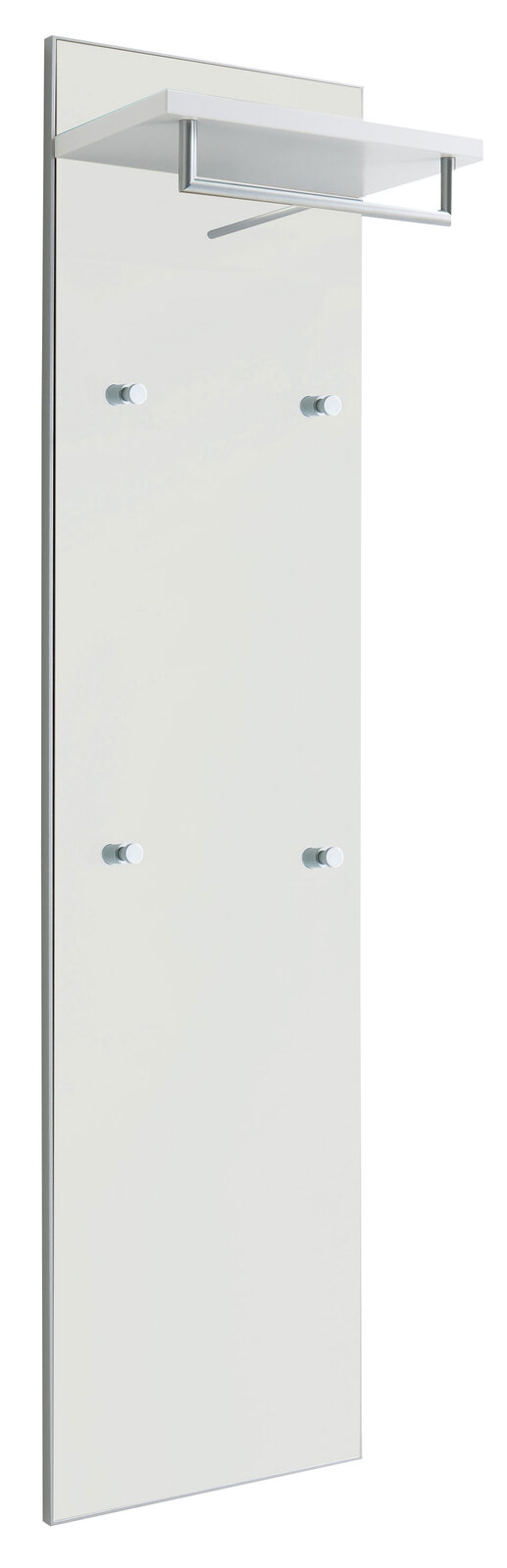 VOSS Garderobenpaneel lang SANTINA Garderobenpaneel in Weiß mit vier Haken und einem oberen Regal, seitliche Perspektive