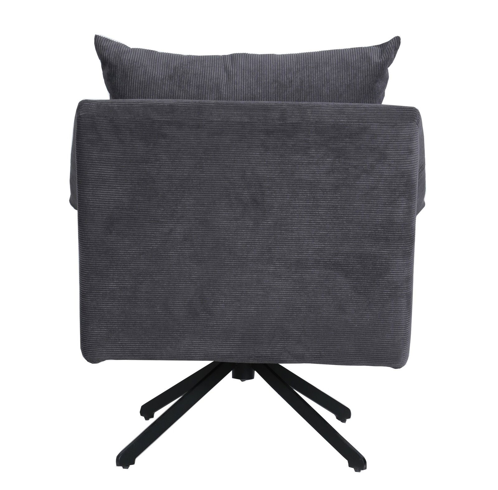 Z2 Sessel NELLY Rückansicht eines grauen Sessels mit schwarzem Drehfuß, modernes Design