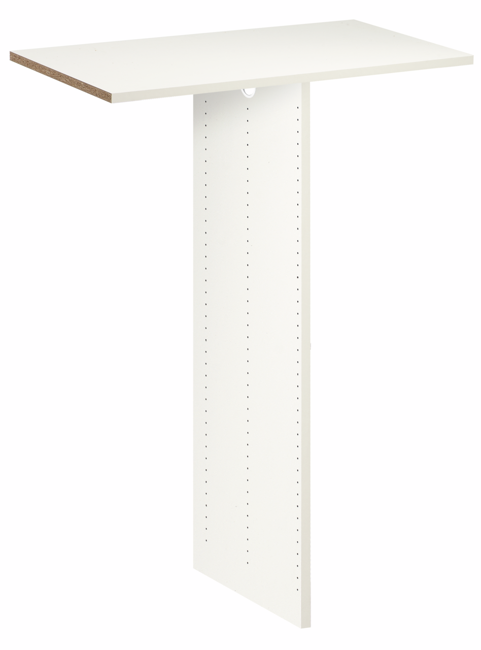 Weiße Schrankeinbauplatte mit vertikaler und horizontaler Ansicht, geeignet für den Einbau in Schränke.