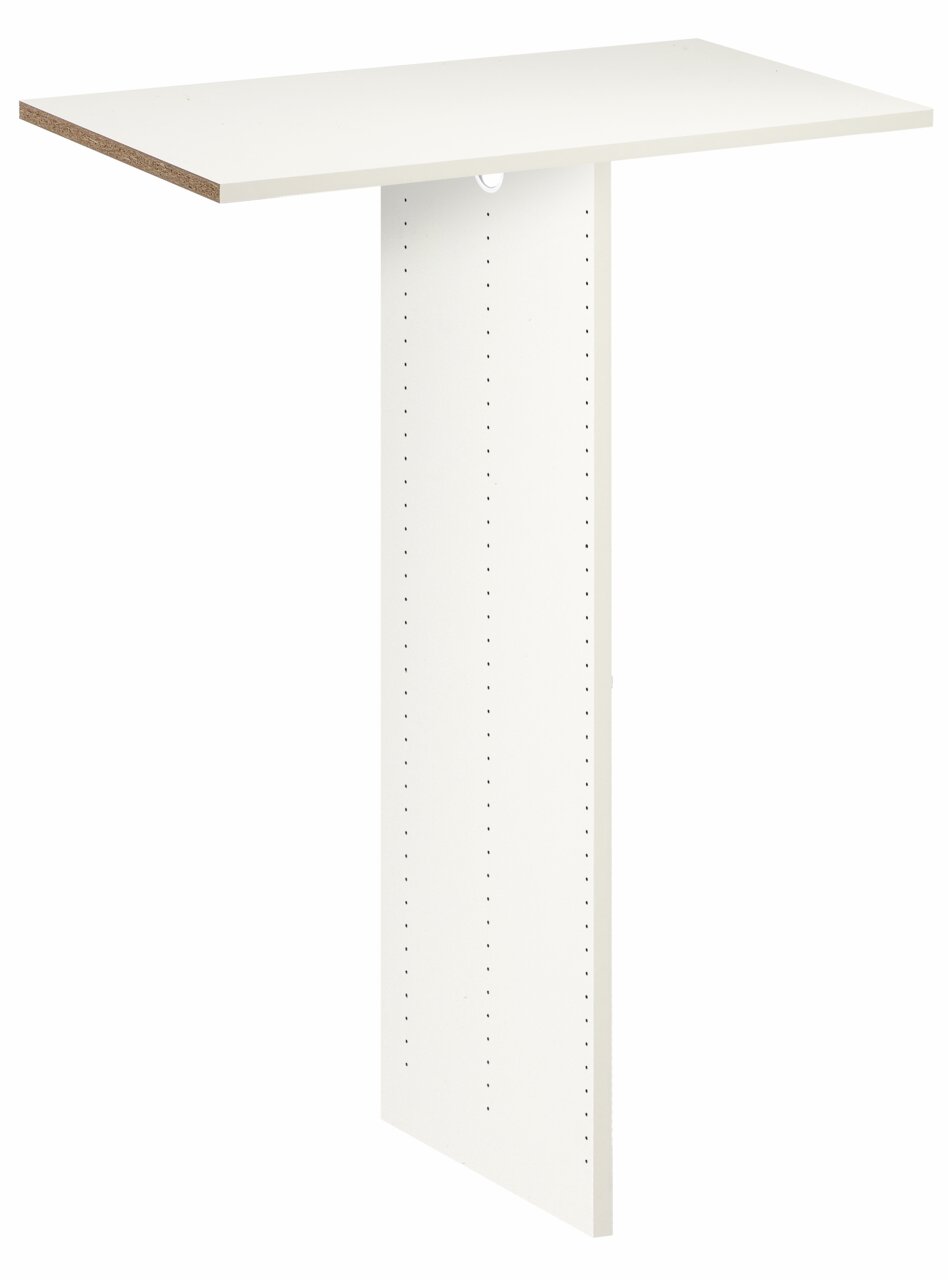 Weiße Schrankeinbauplatte mit vertikaler und horizontaler Ansicht, geeignet für den Einbau in Schränke.