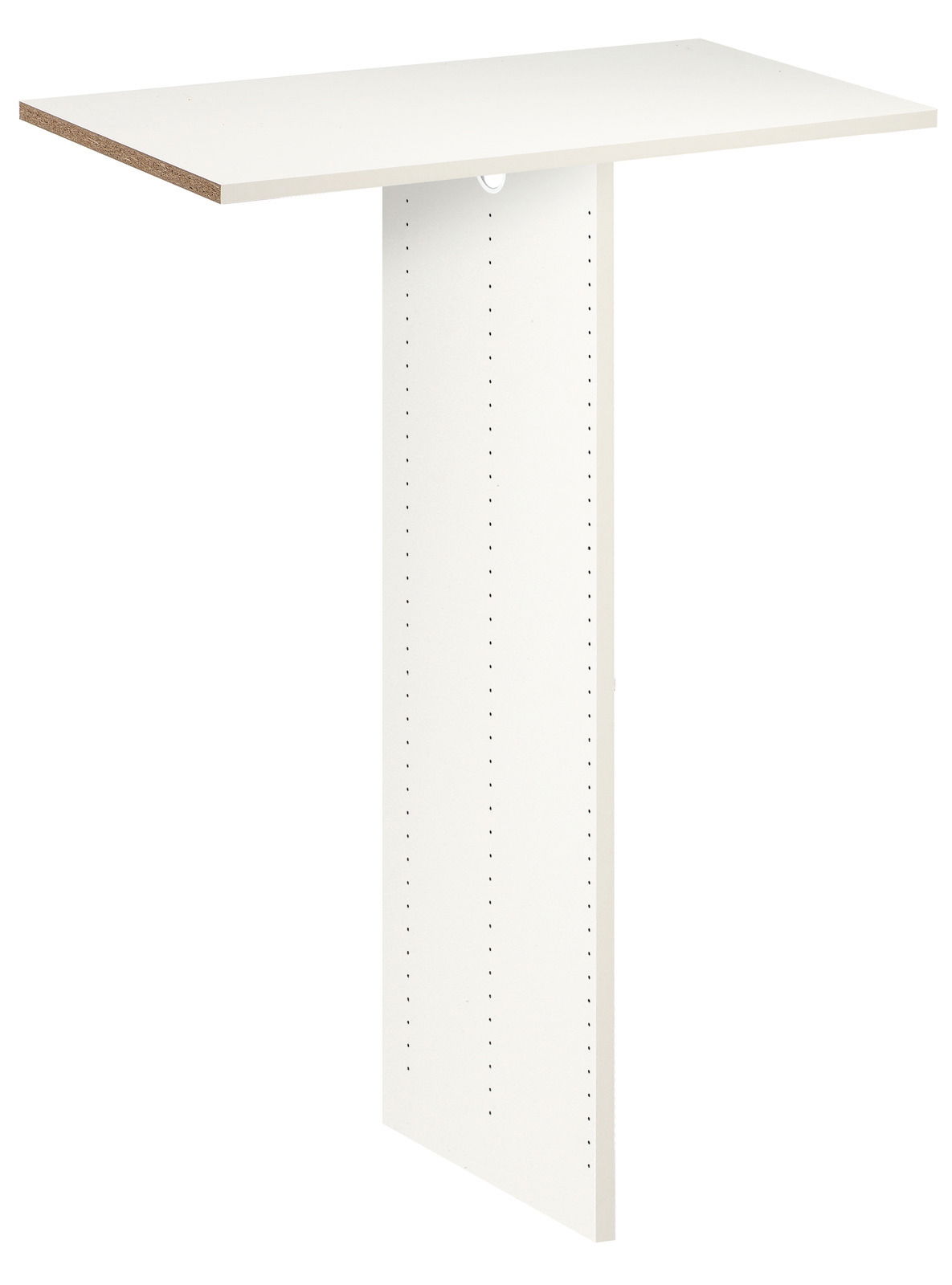 Weiße Schrankeinbauplatte mit vertikaler und horizontaler Ansicht, geeignet für den Einbau in Schränke.