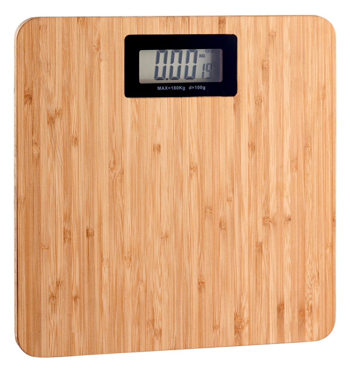 Day Personenwaage Digitale Personenwaage aus Bambus mit LCD-Display, Ansicht von oben