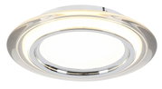 Ronde led-plafondlamp met chromen rand, gezien van onderaf