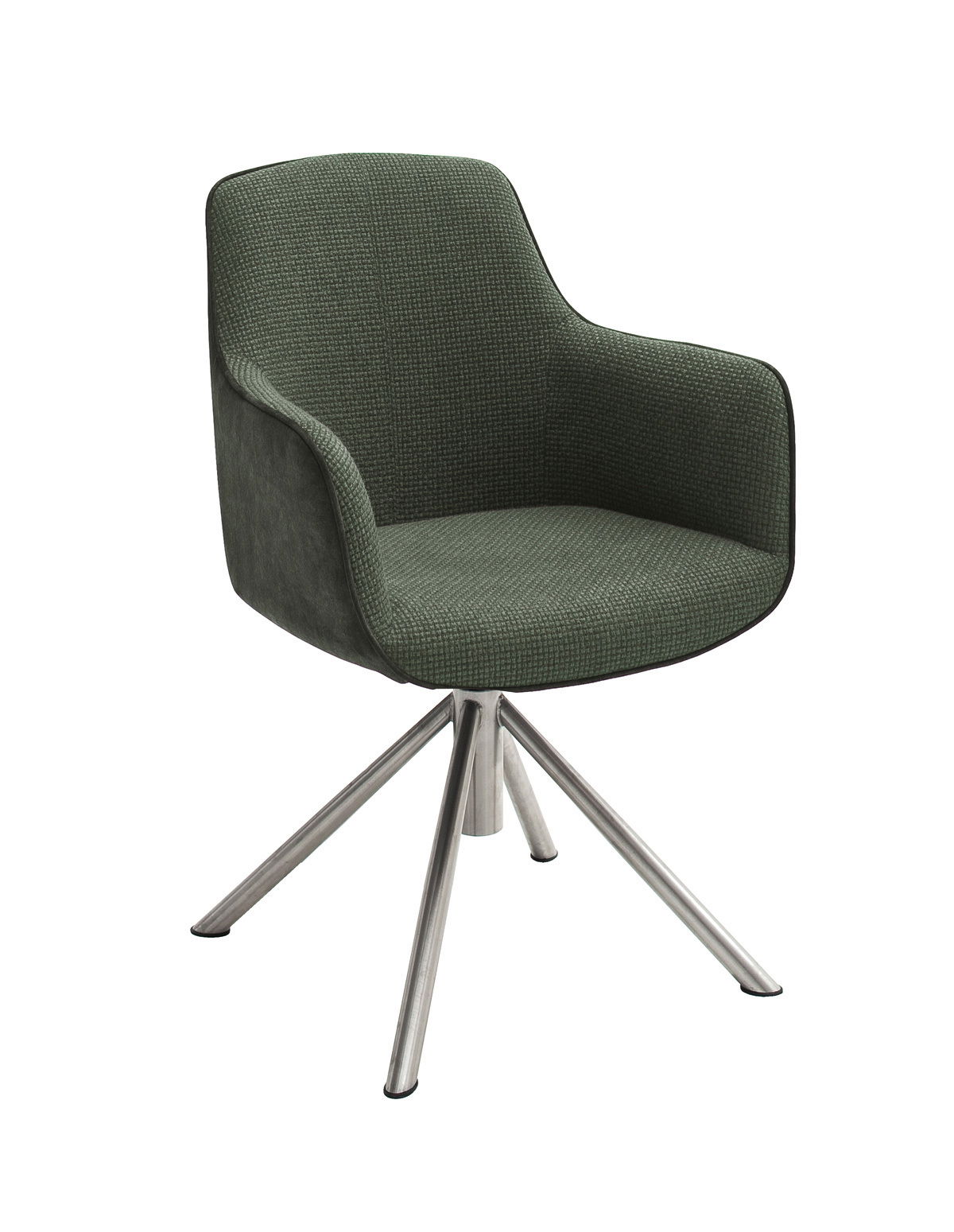 Novel Sessel RIALTO Moderner grüner Sessel mit Metallbeinen, seitliche Perspektive