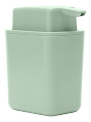 Mintgrüner Seifenspender aus Kunststoff, seitliche Perspektive