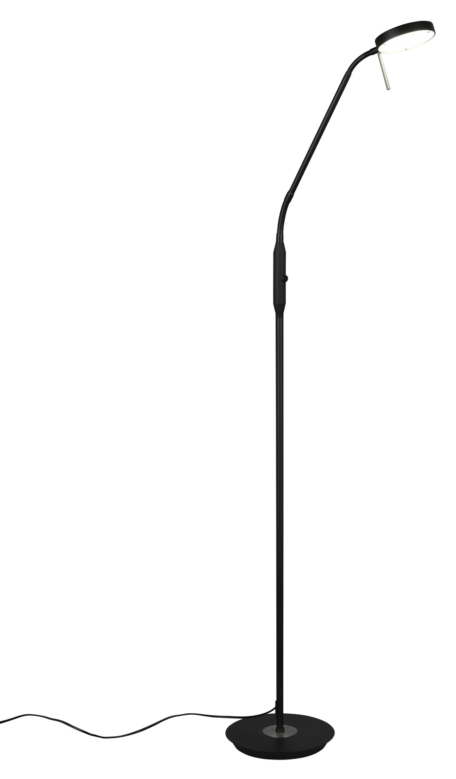 Stehleuchte mit LED-Touch-Funktion, Modell MONZA, 12W, in schwarzer Farbe, seitliche Perspektive