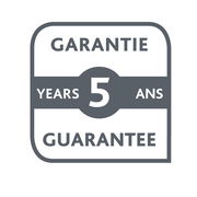 5 Jahre Garantie-Logo in grauer Farbe, frontalansicht