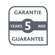 5 Jahre Garantie-Logo in grauer Farbe, frontalansicht