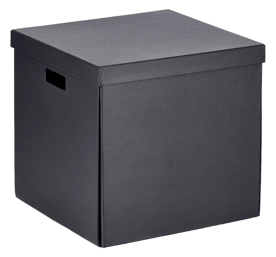 Zeller Present Aufbewahrungsbox Schwarze Aufbewahrungsbox aus recyceltem Material, perspektivisch von vorne links fotografiert