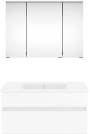 Moderne Badkombination mit Spiegelschrank und Waschbeckenunterschrank, Frontalansicht