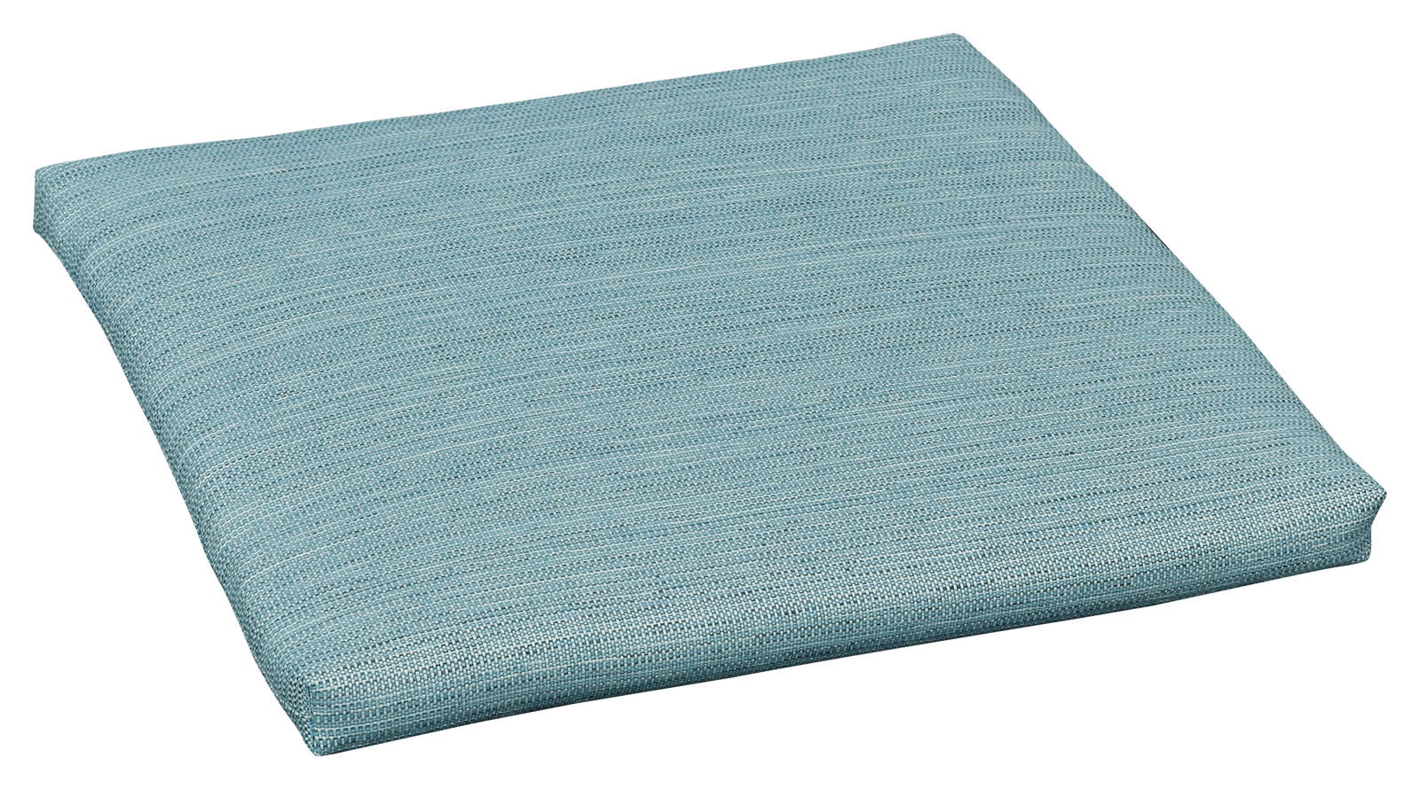 Hockerauflage in hellblauer Farbe, aus seitlicher Perspektive fotografiert