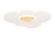 LED-Deckenleuchte in Wolkenform aus der Vogelperspektive mit Holzdetail in der Mitte