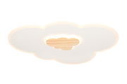 LED-Deckenleuchte in Wolkenform aus der Vogelperspektive mit Holzdetail in der Mitte