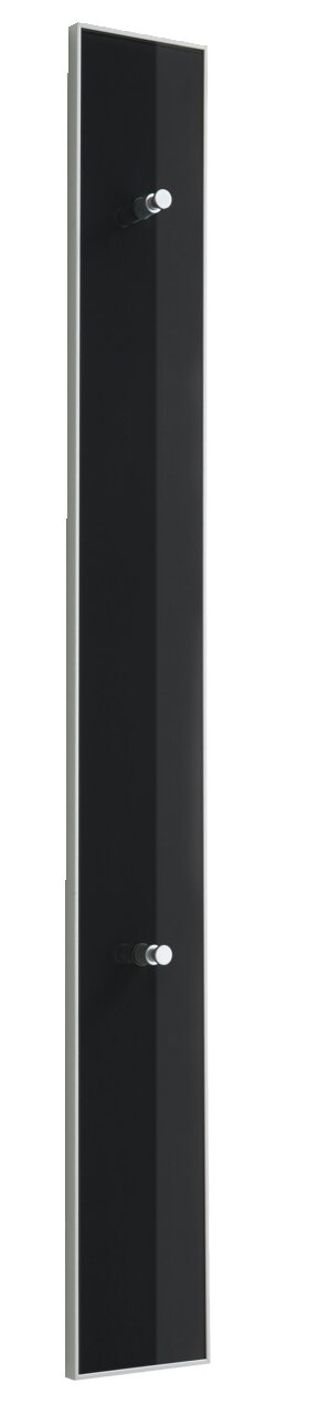 Schwarze Paneel-Leiste mit zwei silbernen Haken, seitliche Perspektive